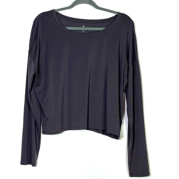 Athleta Gray Petal Back Long Sleeve Top Large Tall EUC - Picture 1 of 6